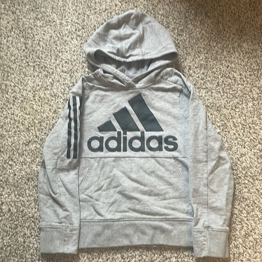 Kids Lightweight Adidas Hoodie Grey Sz S(8)